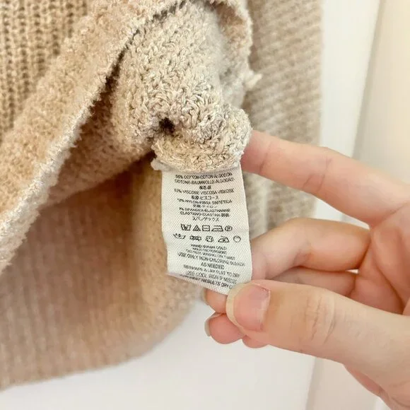 Free People Oversized Edessa Pullover Sweater in Almond Combo Taupe Size M - Picture 7 of 8